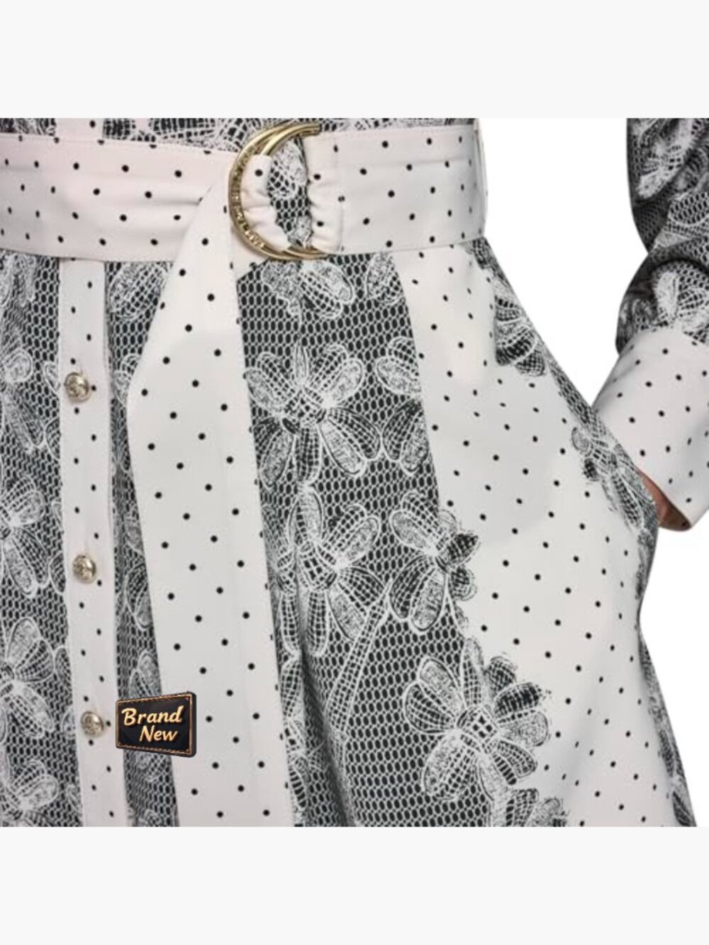 Long Sleeve Collared Dress with Belt, Leopard Print - Picture 5 of 5